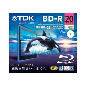TDK 録画用 追記型ブルーレイディスク 25GB 1-4倍速対応 ワイドプリント仕様ホワイト 20枚パック BRV25PWB20A