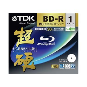 TDK 録画用 追記型ブルーレイディスク 50GB 1-4倍速対応 超硬 ワイドプリント仕様ホワイト 1枚パック BRV50HCPWB1A