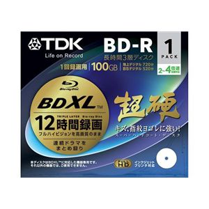 TDK 録画用 追記型ブルーレイディスク(BDXL) 100GB 1-4倍速対応 超硬 ワイドプリント仕様ホワイト 1枚 BRV100HCPWB1A