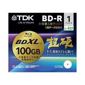 TDK データ用 追記型ブルーレイディスク(BDXL) 100GB 1-4倍速対応 超硬 ワイドプリント仕様ホワイト 1枚 BRD100HCPWB1A