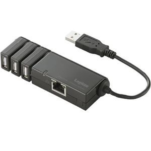 ロジテック USBハブ搭載LANアダプタ/3ポート/ブラック LAN-TX/U2H3B