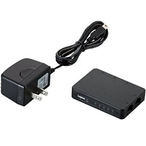 ロジテック 超小型 100BASE-TX対応スイッチングハブ/5ポート/プラスチック/ブラック LAN-SW05/PSB