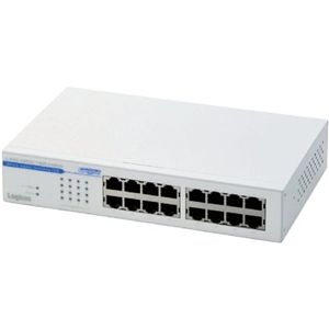 ロジテック 16ポート 1000BASE-T対応スイッチングハブ 電源内蔵 メタル筐体 ホワイト LAN-GSW16P/HGW