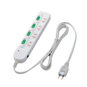 ロアス 安全タップ(節電) 4個口 ホワイト TAP-N037-20