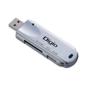 ロアス <Digio>miniSD/microSDカード用 USBカードリーダ/ライタ(シルバー) CRW-2M32SL