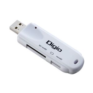 ロアス <Digio>miniSD/microSDカード用 USBカードリーダ/ライタ(ホワイト) CRW-2M32W