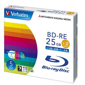 三菱化学メディア Verbatim製 データ用BD-RE 25GB 1-2倍速 ワイド印刷エリア 5mmケース入り 5枚 DBE25NP5V1