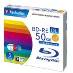 三菱化学メディア Verbatim製 データ用BD-RE 50GB 片面2層 1-2倍速 ワイド印刷エリア 5mmケース入り 5枚 DBE50NP5V1