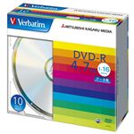 三菱化学メディア Verbatim製 データ用DVD-R 4.7GB 1-16倍速 スタンダードレーベル(印刷不可) 5mmケース入り 10枚 DHR47J10V1