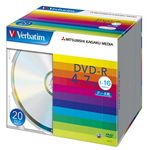 三菱化学メディア Verbatim製 データ用DVD-R 4.7GB 1-16倍速 スタンダードレーベル(印刷不可) 5mmケース入り 20枚 DHR47J20V1