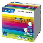 三菱化学メディア Verbatim製 データ用DVD-R CPRM対応 4.7GB 1-16倍速 ワイド印刷エリア 5mmケース入り 20枚 DHR47JDP20V1