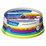 三菱化学メディア Verbatim製 データ用DVD-R 4.7GB 1-16倍速 ワイド印刷エリア スピンドルケース入り 25枚 DHR47JP25V1