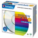 三菱化学メディア Verbatim製 データ用DVD-RW 4.7GB 1-2倍速 スタンダードレーベル(印刷不可) 5mmケース入り 10枚 DHW47N10V1