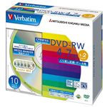 三菱化学メディア Verbatim製 データ用DVD-RW CPRM対応 MediaMaker対応 4.7GB 1-2倍速 5色カラーMIX(印刷不可) 5mmケース入り 10枚 DHW47NDS10V1