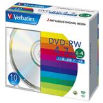 三菱化学メディア Verbatim製 データ用DVD-RW 4.7GB 2-4倍速 スタンダードレーベル(印刷不可) 5mmケース入り 10枚 DHW47Y10V1