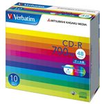 三菱化学メディア Verbatim製 データ用CD-R 700MB 48倍速 ワイド印刷エリア 5mmケース入り 10枚 SONIC-AZO採用 SR80SP10V1