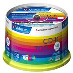 三菱化学メディア Verbatim製 データ用CD-R 700MB 48倍速 ワイド印刷エリア スピンドルケース入り 50枚 SONIC-AZO採用 SR80SP50V1