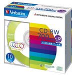 三菱化学メディア Verbatim製 データ用CD-RW 700MB 4-12倍速 5色カラーMIX(印刷不可) 5mmケース入り 10枚 SW80EM10V1