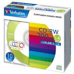 三菱化学メディア Verbatim製 データ用CD-RW 700MB 1-4倍速 5色カラーMIX(印刷不可) 5mmケース入り 10枚 SW80QM10V1