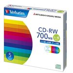 三菱化学メディア Verbatim製 データ用CD-RW 700MB 1-4倍速 通常印刷エリア 5mmケース入り 5枚 SW80QP5V1