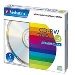 三菱化学メディア Verbatim製 データ用CD-RW 700MB 1-4倍速 スタンダードレーベル(印刷不可) 5mmケース入り 5枚 SW80QU5V1