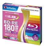 三菱化学メディア <Verbatim>録画用BD-RE 1-2倍速 インクジェットプリント対応ワイド(5色カラーミックス) 5枚5mmスリムケース入り VBE130NMP5V1