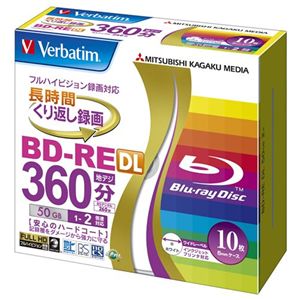 三菱化学メディア <Verbatim>録画用BD-RE DL(片面2層) 1-2倍速 インクジェットプリント対応ワイド(白) 10枚5mmスリムケース入り VBE260NP10V1