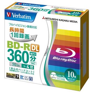 三菱化学メディア <Verbatim>録画用BD-R DL(片面2層) 1-4倍速 インクジェットプリント対応ワイド(白) 10枚5mmスリムケース入り VBR260YP10V1