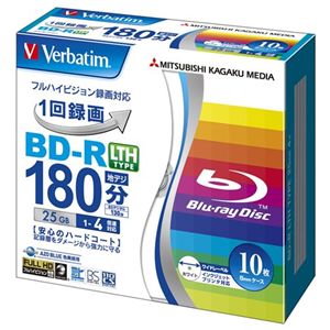 三菱化学メディア <Verbatim>録画用BD-R LTHタイプ 1-4倍速 インクジェットプリント対応ワイド(白) 10枚5mmスリムケース入り VLR130YP10V1