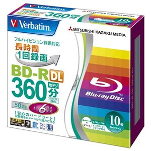 三菱化学メディア <Verbatim>録画用BD-R DL(片面2層) 1-6倍速 インクジェットプリント対応ワイド(白) 10枚5mmスリムケース入り VBR260RP10V1