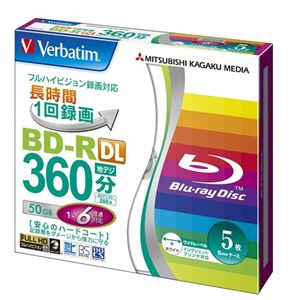 三菱化学メディア <Verbatim>録画用BD-R DL(片面2層) 1-6倍速 インクジェットプリント対応ワイド(白) 5枚5mmスリムケース入り VBR260RP5V1