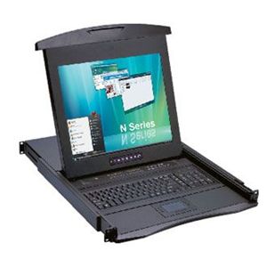 オースティンヒューズ 1U 17インチ TFTモニタ/テンキー付キーボード/タッチパッド/ドロアー +8 ポートKVMスイッチ N117-S801E