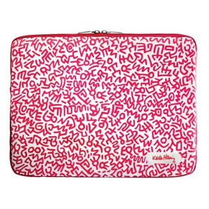 プレアデスシステムデザイン Case Scenario KEITH HARING Canvas Sleeve with Zip for MacBook Pro 15 Graffiti Print Pink KH-MPB15-C-GPPI