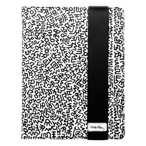 プレアデスシステムデザイン Case Scenario KEITH HARING Nubuk Standing Book Case for iPad Graffiti Print Black KH-IPBK-N-GPBK