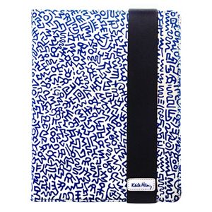 プレアデスシステムデザイン Case Scenario KEITH HARING Nubuk Standing Book Case for iPad Graffiti Print Blue KH-IPBK-N-GPBL