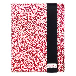 プレアデスシステムデザイン Case Scenario KEITH HARING Nubuk Standing Book Case for iPad Graffiti Print Pink KH-IPBK-N-GPPI