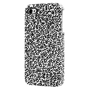 プレアデスシステムデザイン Case Scenario KEITH HARING Rubber Coated Case for iPhone 4S/4 Graffiti Print Black KH-IPH4-R-GPBK