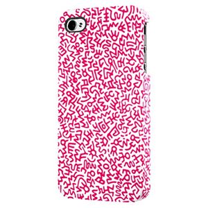 プレアデスシステムデザイン Case Scenario KEITH HARING Rubber Coated Case for iPhone 4S/4 Graffiti Print Pink KH-IPH4-R-GPPI