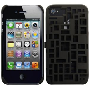 プレアデスシステムデザイン Freshfiber Mondriaan with credit card slot for iPhone 4S/4 Graphite Black FF-74091501