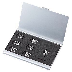 サンワサプライ 片面収納アルミメモリーケース(microSD用) FC-MMC6MIC