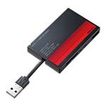 サンワサプライ USB2.0HUB付 カードリーダー レッド ADR-ML8HR