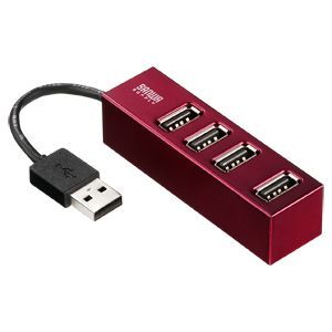 サンワサプライ 4ポートUSB2.0ハブ(レッド) USB-HUB251R