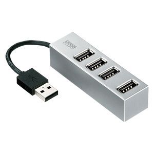 サンワサプライ 4ポートUSB2.0ハブ(シルバー) USB-HUB251SV