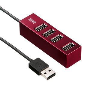 サンワサプライ 磁石付き4ポートUSB2.0ハブ(レッド) USB-HUB252R