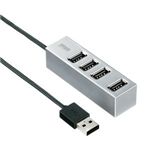 サンワサプライ 磁石付き4ポートUSB2.0ハブ(シルバー) USB-HUB252SV