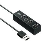 サンワサプライ 磁石付き4ポートUSB2.0ハブ(ブラック) USB-HUB253BK