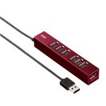 サンワサプライ 磁石付き7ポートUSB2.0ハブ(レッド) USB-HUB255R