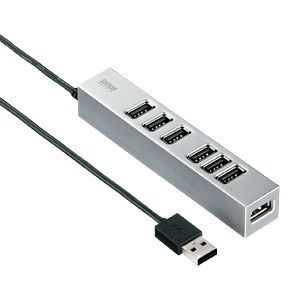 サンワサプライ 磁石付き7ポートUSB2.0ハブ(シルバー) USB-HUB255SV