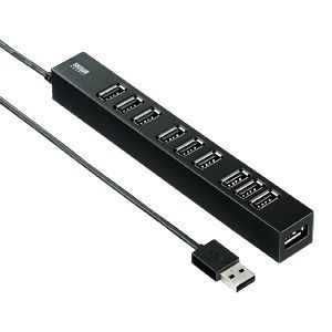 サンワサプライ 磁石付き10ポートUSB2.0ハブ(ブラック) USB-HUB256BK