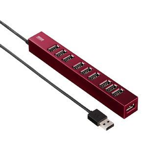 サンワサプライ 磁石付き10ポートUSB2.0ハブ(レッド) USB-HUB256R